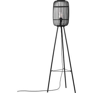 Lampa podłogowa bambusowa Woodrow | Styl Boho, Brąz/Czarny - Brilliant