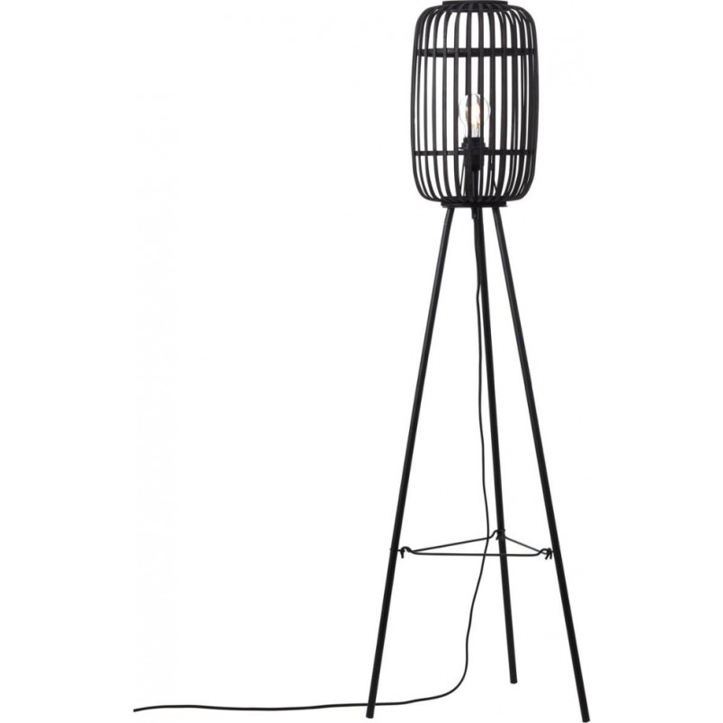 Lampa podłogowa bambusowa Woodrow | Styl Boho, Brąz/Czarny - Brilliant