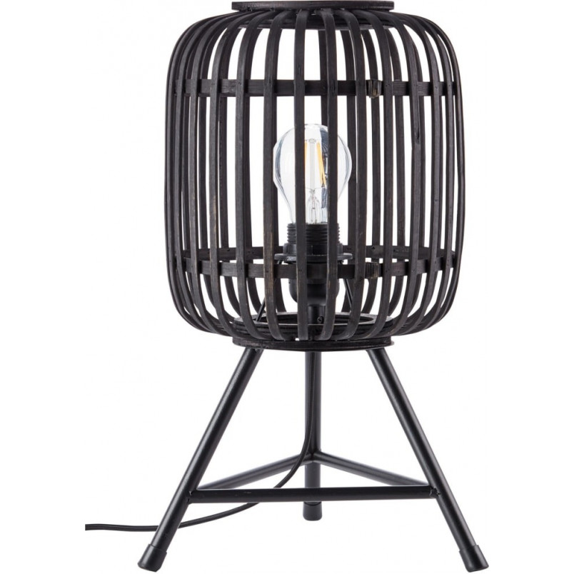Lampa stołowa bambusowa Woodrow - Brąz/Czarny | Brilliant