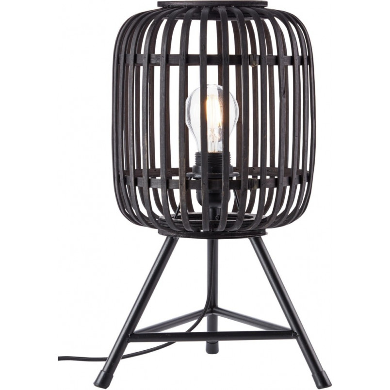 Lampa stołowa bambusowa Woodrow - Brąz/Czarny | Brilliant