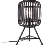 Lampa stołowa bambusowa Woodrow - Brąz/Czarny | Brilliant