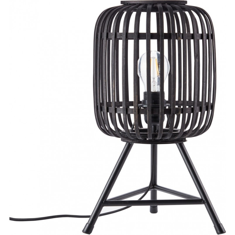 Lampa stołowa bambusowa Woodrow - Brąz/Czarny | Brilliant