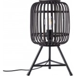 Lampa stołowa bambusowa Woodrow - Brąz/Czarny | Brilliant