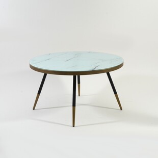 Stolik kawowy glamour Vega | Signal - 80cm, biały marmur, złoty