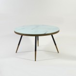 Stolik kawowy glamour Vega | Signal - 80cm, biały marmur, złoty