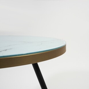Stolik kawowy glamour Vega | Signal - 80cm, biały marmur, złoty