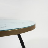 Stolik kawowy glamour Vega | Signal - 80cm, biały marmur, złoty