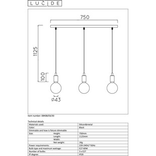 Lampa wisząca Fix Multiple III czarna - Lucide | Sklep z lampami