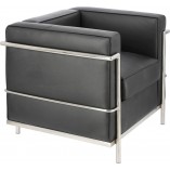 Fotel skórzany Kubik czarny D2.Design | Elegancki i nowoczesny