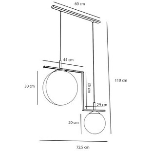 Lampa wisząca Aldex Zac Black II - Szkło, 2 punkty | Sklep z lampami
