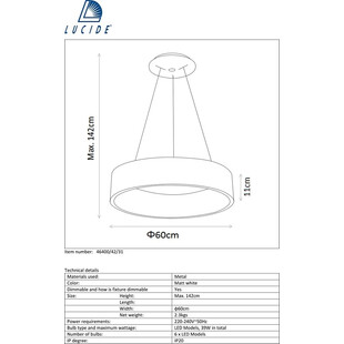 Lampa wisząca LED Talowe - Nowoczesny design Lucide
