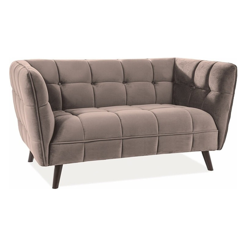 Sofa welurowa 2-osobowa Castello - Signal | Beżowa, Wenge