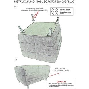Sofa welurowa 2 osobowa Castello Velvet beżowy/wenge marki Signal