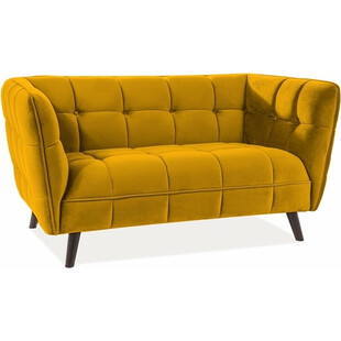 Sofa welurowa 2 osobowa Castello Velvet curry/wenge marki Signal