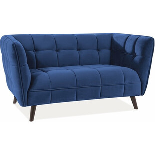 Sofa welurowa 2 osobowa Castello Velvet granatowy/wenge marki Signal