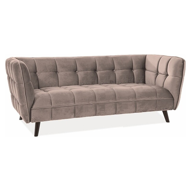 Sofa welurowa 3-osobowa Castello Signal | Beżowa, Wenge | Kup online