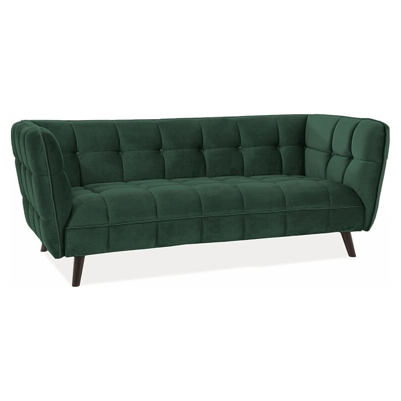 Sofa welurowa 3-osobowa Castello Signal - Zielona, Wenge | Komfort i styl