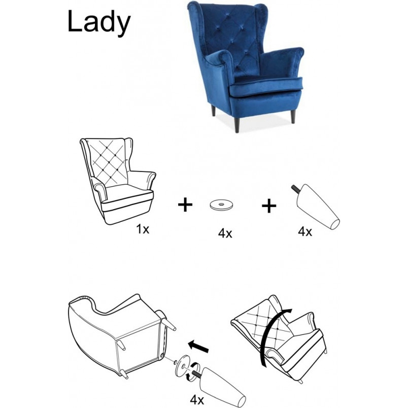 Fotel Chesterfield Lady Velvet beżowy Signal - Komfort i elegancja