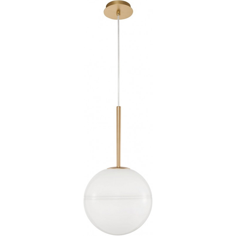 Designerska Lampa wisząca szklana kula glamour Pekin 25 mosiądz/złoty/biały do kuchni i salonu