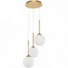Designerska Lampa wisząca szklane kule Pekin III mosiądz/złoty/biały do kuchni i salonu