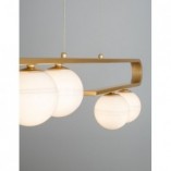 Designerska Lampa wisząca szklane kule Pekin IV mosiądz/złoty/biały do kuchni i salonu