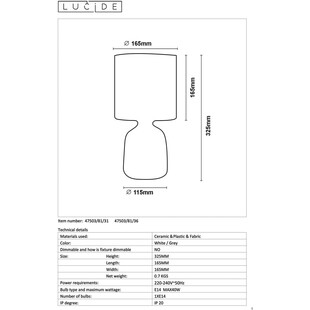 Lampa Stołowa Betonowa Cosby Szara | Lucide