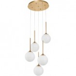 Designerska Lampa wisząca szklane kule Pekin Round V mosiądz/złoty/biały do kuchni i salonu