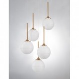 Designerska Lampa wisząca szklane kule Pekin Round V mosiądz/złoty/biały do kuchni i salonu