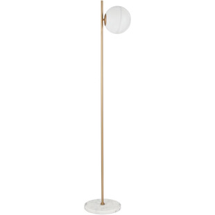 Lampa podłogowa szklana kula glamour Pekin mosiądz/złoty/biały