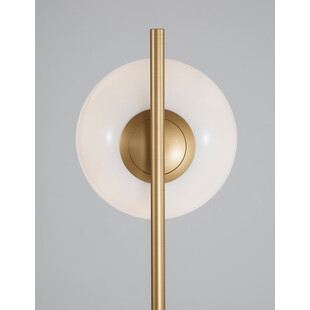 Lampa podłogowa szklana kula glamour Pekin mosiądz/złoty/biały