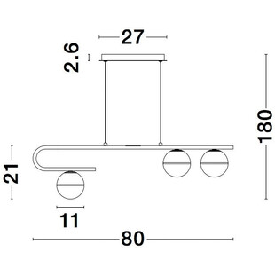 Lampa Wisząca Pekin Long III | Mosiądz, Szkło | Decolab24