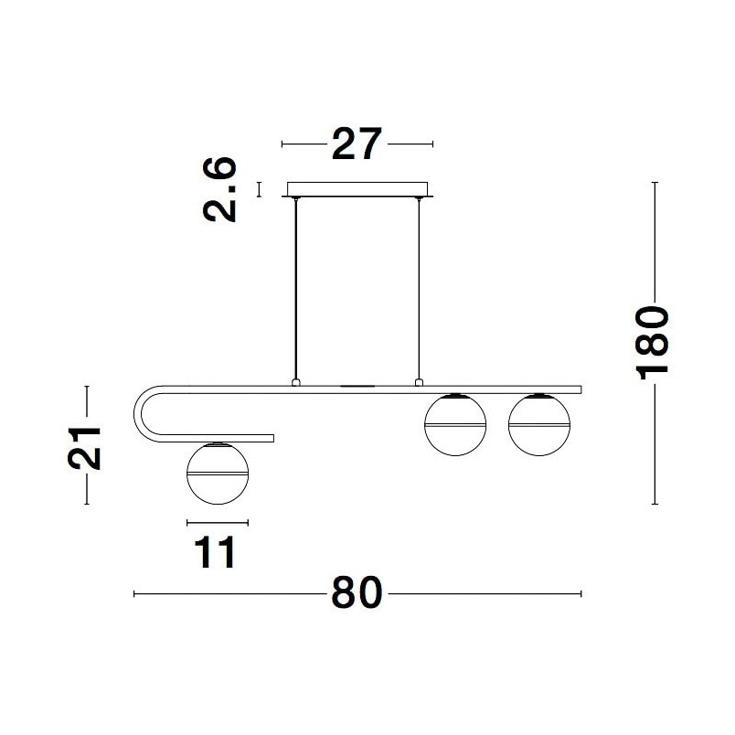 Lampa Wisząca Pekin Long III | Mosiądz, Szkło | Decolab24