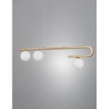 Designerska Lampa wisząca szklane kule Pekin Long III mosiądz/złoty/biały do kuchni i salonu