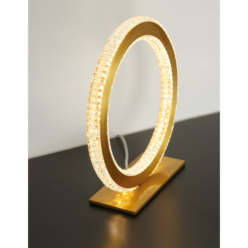 Lampa stołowa glamour mosiądz z kryształkami | Decolab24