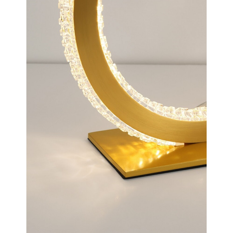 Lampa stołowa glamour mosiądz z kryształkami | Decolab24