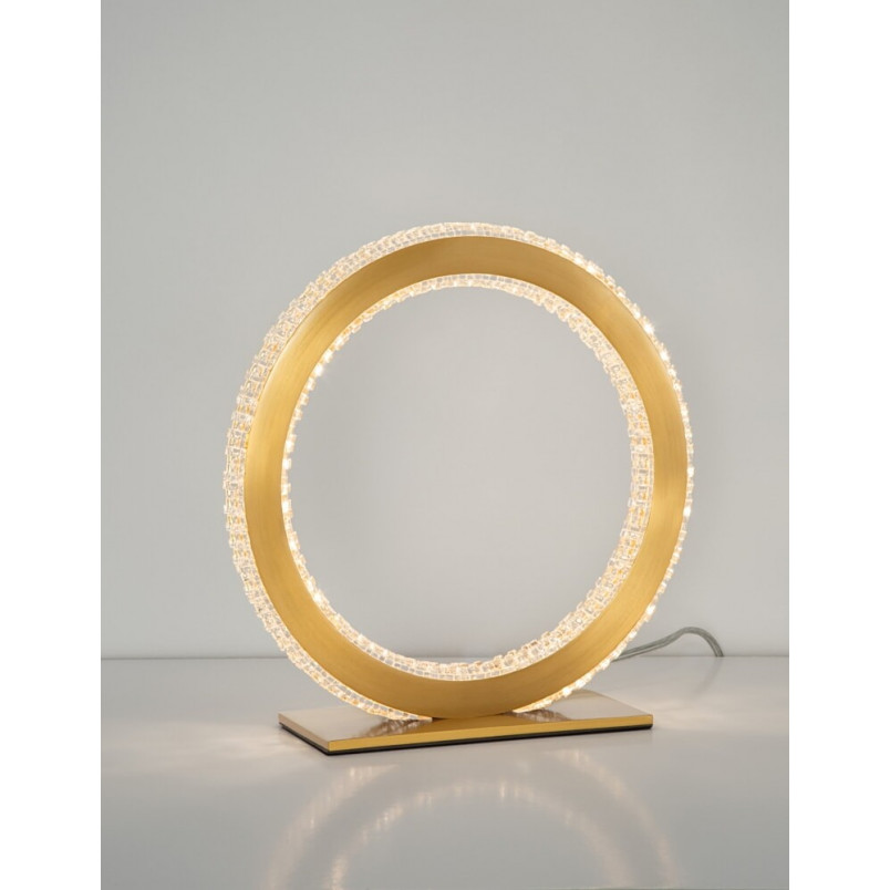Lampa stołowa glamour mosiądz z kryształkami | Decolab24