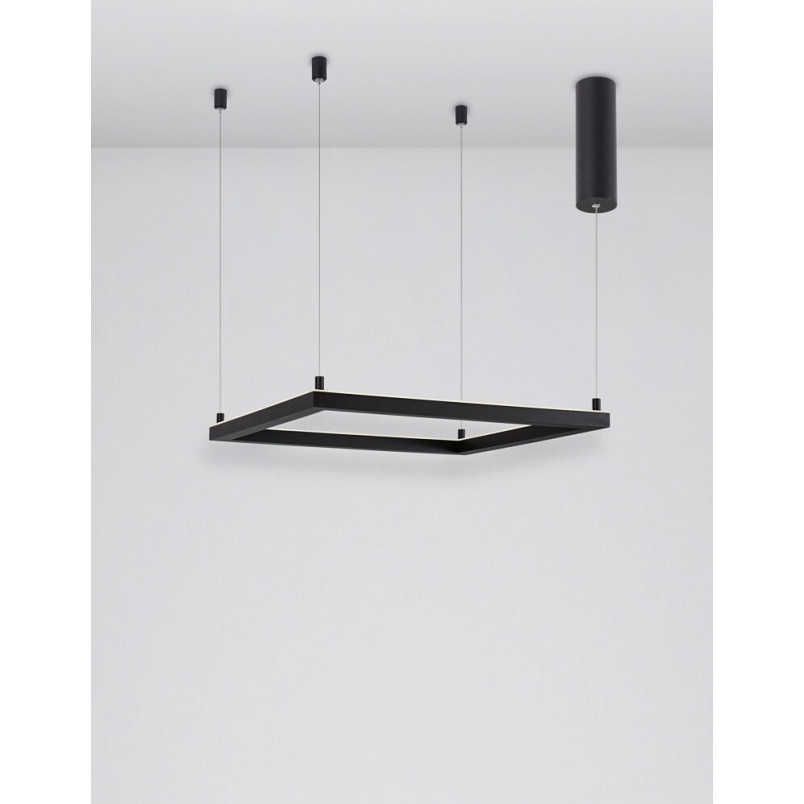 Lampa wisząca LED kwadrat Natan | 50cm | Czarny/Piaskowy