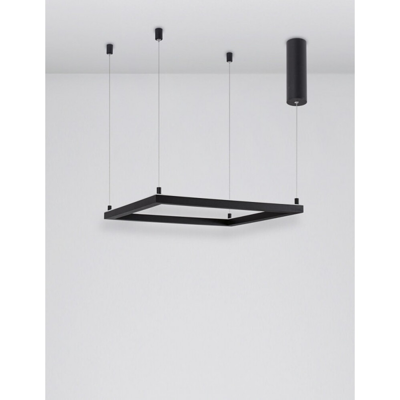 Lampa wisząca LED kwadrat Natan | 50cm | Czarny/Piaskowy