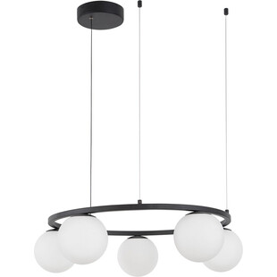 Lampa wisząca okrągła szklane kule Pauline 50 LED czarny piaskowy/biały