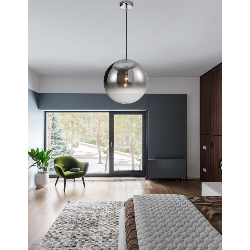Lampa wisząca Fitzione: Szkło dymione, chrom | Decolab24