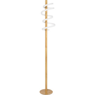 Lampa podłogowa nowoczesna Lewis LED drewniano-biała