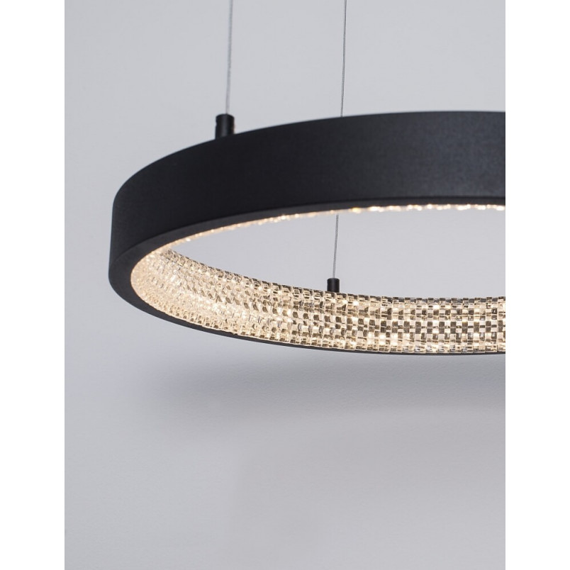 Lampa wisząca Danzio LED | Czarna, kryształki | Decolab24