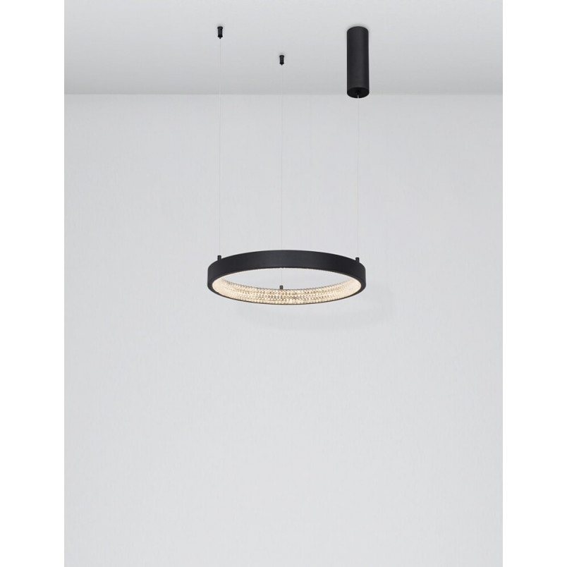 Lampa wisząca Danzio LED | Czarna, kryształki | Decolab24