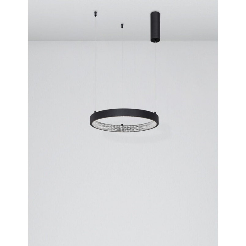 Lampa wisząca Danzio LED | Czarna, kryształki | Decolab24