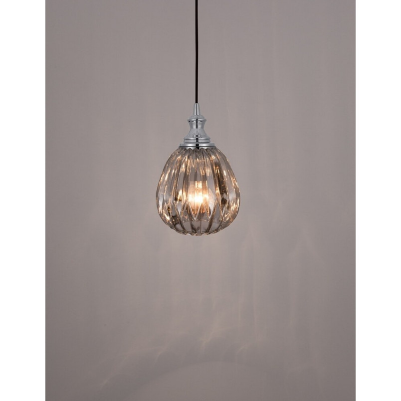 Lampa wisząca Leyzo | Szkło dymione, chrom | Decolab24