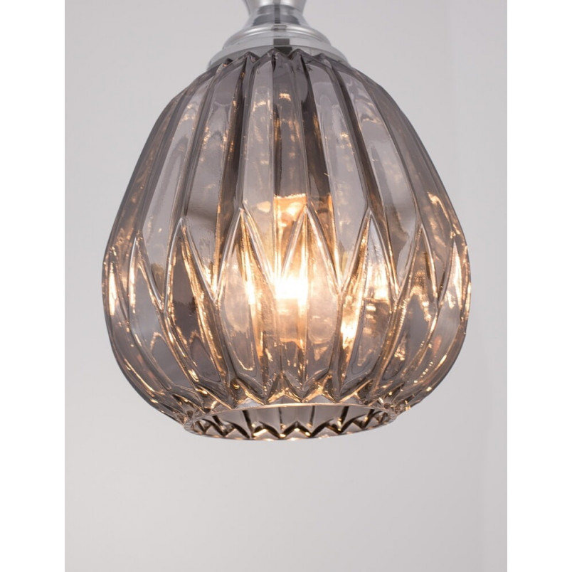 Lampa wisząca Leyzo | Szkło dymione, chrom | Decolab24