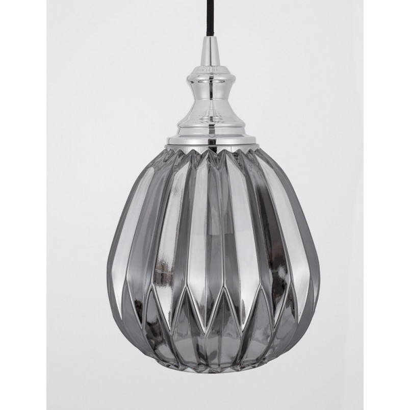 Lampa wisząca Leyzo | Szkło dymione, chrom | Decolab24