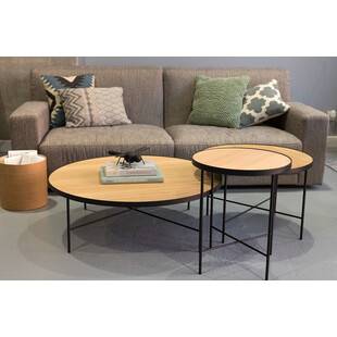 Stolik kawowy industrialny Tre 60cm dąb/czarny | Nordifra