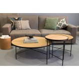 Stolik kawowy industrialny Tre 60cm dąb/czarny | Nordifra