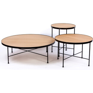 Stolik kawowy industrialny Tre 60cm dąb/czarny | Nordifra